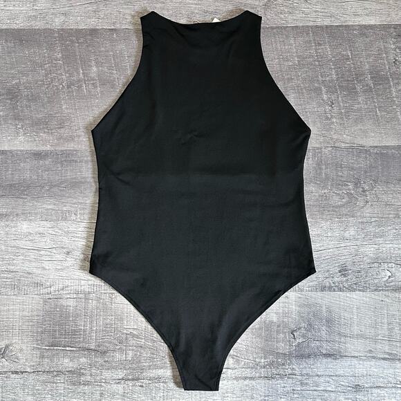 REORIA Ultimate Obsession Halter Bodysuit NEW Womens XL Black Snap Button - Picture 4 of 6
